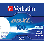Verbatim BD-R XL 100 Go vitesse 4x imprimable (par 5, boite) pas cher