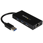 StarTech.com Hub USB 3.0 portable à 3 ports avec câble intégré et port Gigabit Ethernet - Aluminium pas cher
