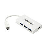 StarTech.com Hub USB-C à 4 ports USB 3.0 (1 x USB Type-C + 3 x USB-A) - Blanc pas cher