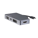 StarTech.com Adaptateur Multiport USB-C avec HDMI/VGA/Mini DisplayPort ou DVI - affichage jusqu'à 4K60Hz - Aluminium Gris Spatial pas cher