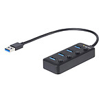 StarTech.com Hub USB 3.0 portable à 4 ports avec interrupteurs marche/arrêt pas cher
