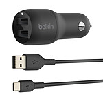 Belkin Boost Charge Chargeur de voiture 2 ports USB-A (24 W) sur prise allume-cigare avec câble USB-A vers USB-C 1 m pas cher