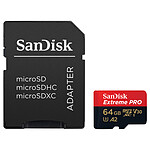 SanDisk Extreme PRO microSDXC UHS-I U3 64 Go + Adaptateur SD pas cher