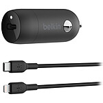 Belkin Chargeur 30W pour allume-cigare avec câble USB-C vers Lightning (noir) pas cher