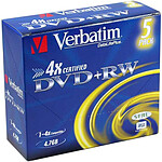 Verbatim DVD+RW 4.7 Go 4x (par 5, boite) pas cher