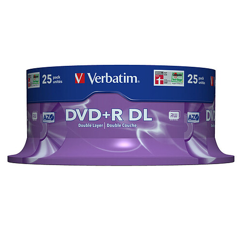 Verbatim DVD+R DL 8.5 Go 8x 240 min (par 25, spindle) pas cher