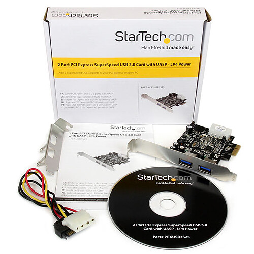 StarTech.com Carte Contrôleur PCI Express vers 2 Ports USB 3.0 avec UASP pas cher