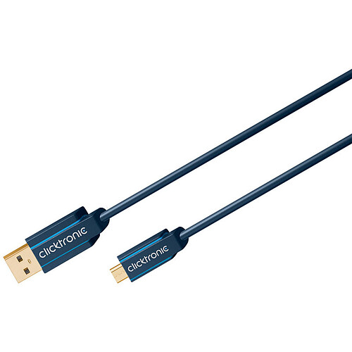 Clicktronic Câble Micro USB 2.0 Type AB (Mâle/Mâle) - 1 m pas cher