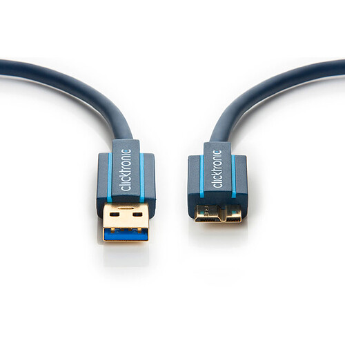 Clicktronic Câble Micro USB 3.0 Type AB (Mâle/Mâle) - 1 m pas cher