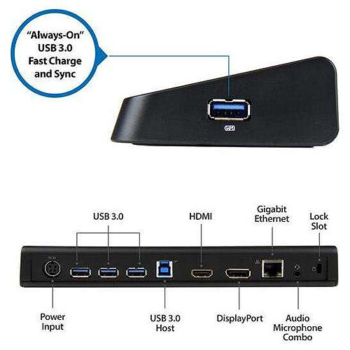 StarTech.com Station d'accueil USB 3.0 pour PC portable avec DisplayPort 4K pas cher