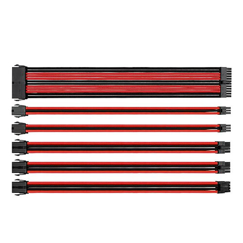Thermaltake TtMod Sleeve Cable (Extension Câble Tressé) - Rouge et Noir pas cher