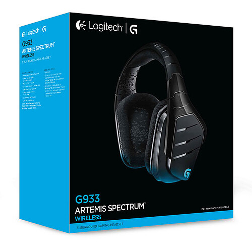 Logitech G933 Artemis Spectrum RGB Wireless 7.1 Surround Gaming Headset (Noir) pas cher