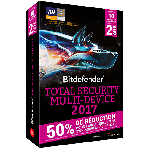 Bitdefender Total Security Multi-Device 2017 Offre Attachement - Licence 2 Ans 10 Appareils pas cher
