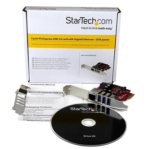StarTech.com Carte PCI Express à 3 ports USB 3.0 et 1 port Gigabit Ethernet avec UASP pas cher