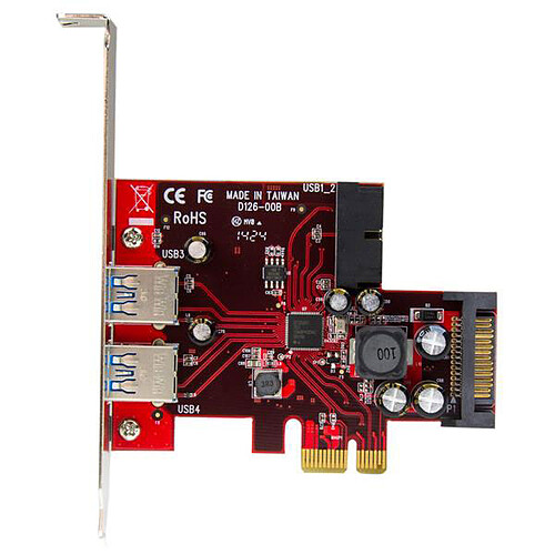 StarTech.com Carte contrôleur PCI Express à 4 ports USB 3.0 - 2 externes 2 internes pas cher