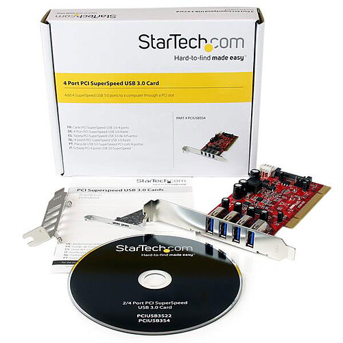 StarTech.com Carte contrôleur PCI 4 ports USB 3.0 pas cher
