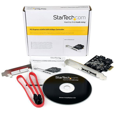 StarTech.com Carte contrôleur PCI-E avec 2 ports SATA III interne et 2 ports eSATA externe pas cher