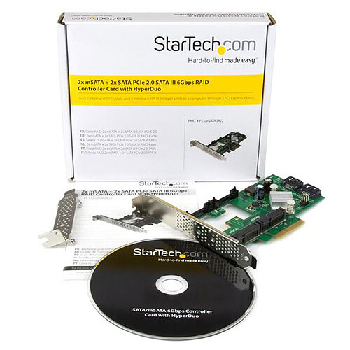 StarTech.com Carte contrôleur 2 slots mSATA + 2 ports SATA III sur slot PCI-Express 4x pas cher