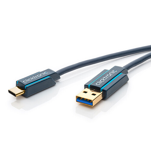 Clicktronic Câble USB-C To USB-A 3.0 (Mâle/Mâle) - 2 m pas cher