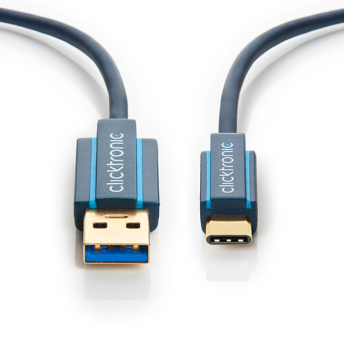 Clicktronic Câble USB-C To USB-A 3.0 (Mâle/Mâle) - 1 m pas cher