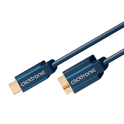 Clicktronic Câble USB-C To Micro USB-B 3.0 (Mâle/Mâle) - 1 m pas cher