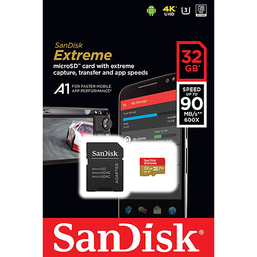 SanDisk Extreme microSDHC UHS-I U3 V30 32 Go + Adaptateur SD pas cher