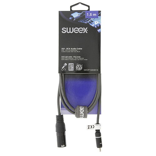 Sweex Câble Stéréo XLR / RCA Mâle/Mâle Gris - 1.5 m pas cher