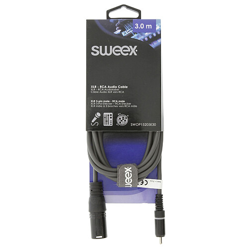 Sweex Câble Stéréo XLR / RCA Mâle/Mâle Gris - 3 m pas cher