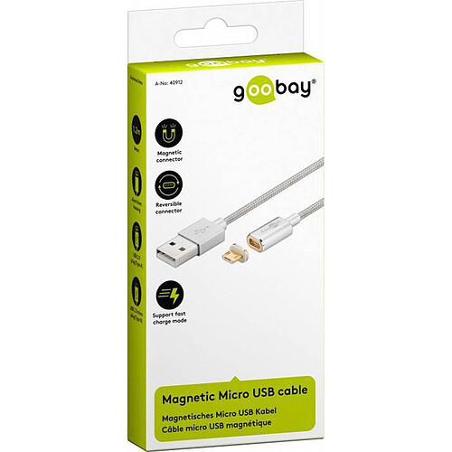 Goobay Câble Magnetic USB-A 2.0 / micro USB 2.0 Gris pas cher