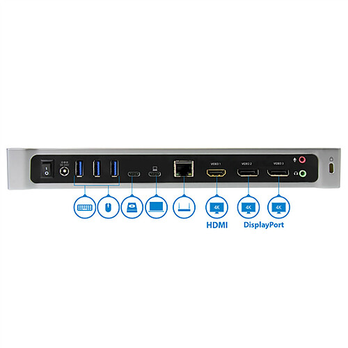 StarTech.com Station d'accueil USB-C triple affichage 4K pour PC portable pas cher