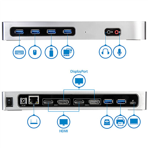 StarTech.com Station d'accueil PC double affichage 4K pas cher