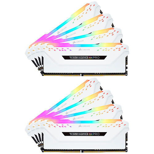 Corsair Vengeance RGB PRO Series 128 Go (8x 16 Go) DDR4 3000 MHz CL16 (Blanc) pas cher