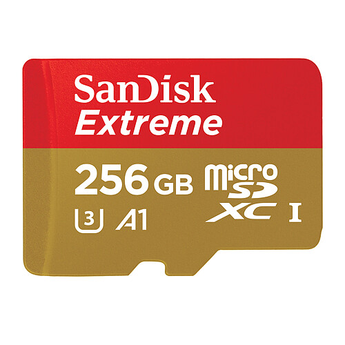SanDisk Extreme microSDXC UHS-I U3 256 Go + Adaptateur SD pas cher
