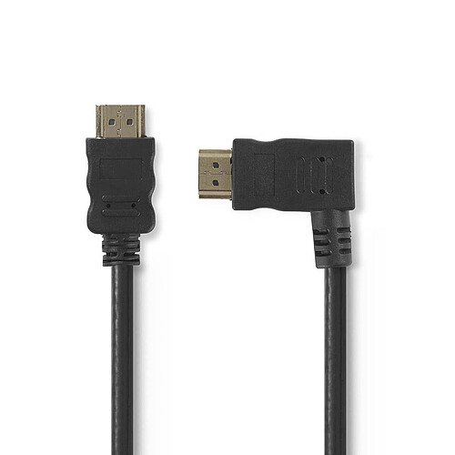 NEDIS Câble HDMI coudé à droite haute vitesse avec Ethernet Noir (1.5 mètre) pas cher