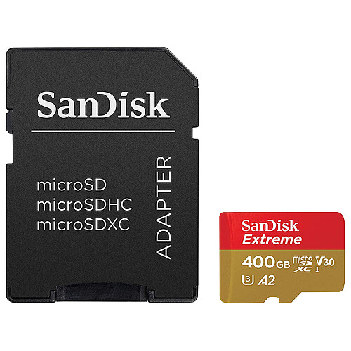 SanDisk Extreme microSDXC UHS-I U3 A2 V30 400 Go + Adaptateur SD pas cher