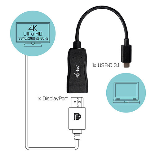 i-tec Adaptateur USB-C / DisplayPort (mâle/femelle) pas cher