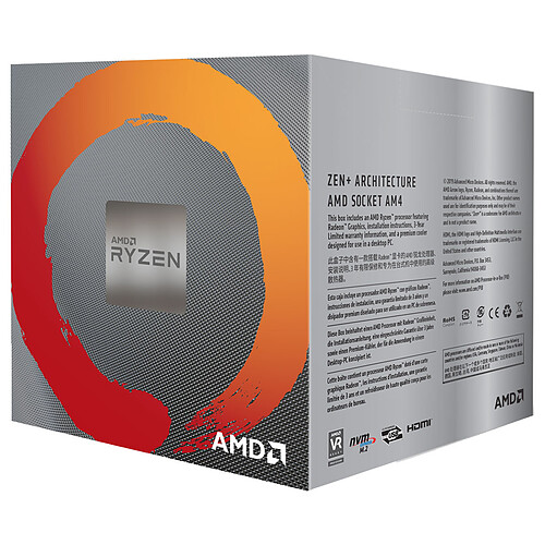AMD Ryzen 5 3400G Wraith Spire Edition (3.7 GHz / 4.2 GHz) avec mise à jour BIOS pas cher