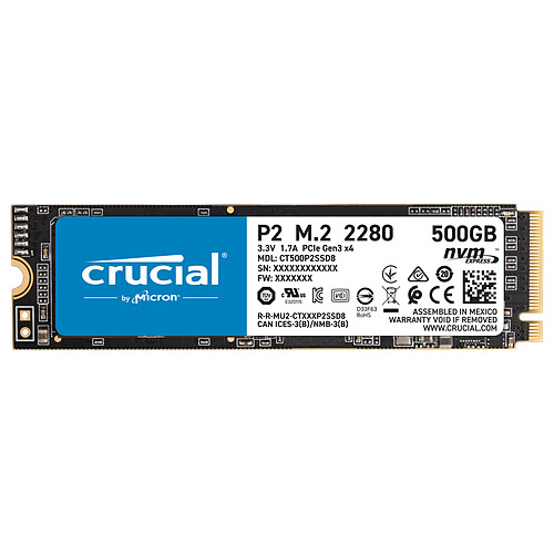 Crucial P2 M.2 PCIe NVMe 500 Go pas cher