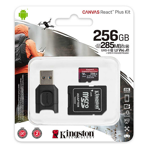 Kingston Canvas React Plus SDCR2/256GB (Adaptateur + lecteur) pas cher