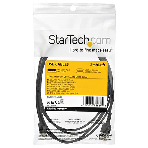 StarTech.com Câble USB-C vers USB 2.0 de 2 m - Noir pas cher