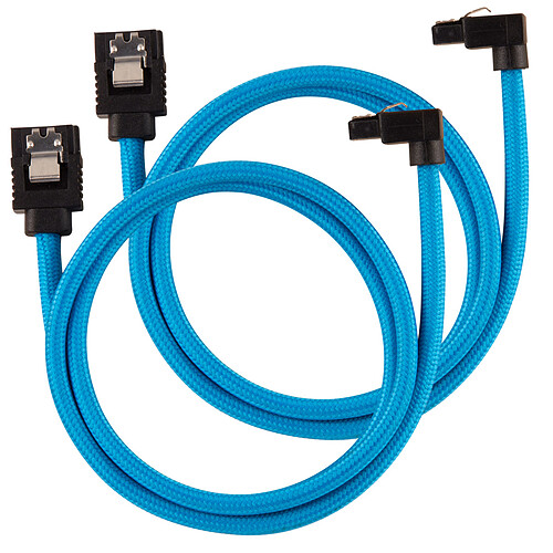 Corsair Câbles SATA Gainés Droits/Coudés 60 cm (coloris bleu) pas cher