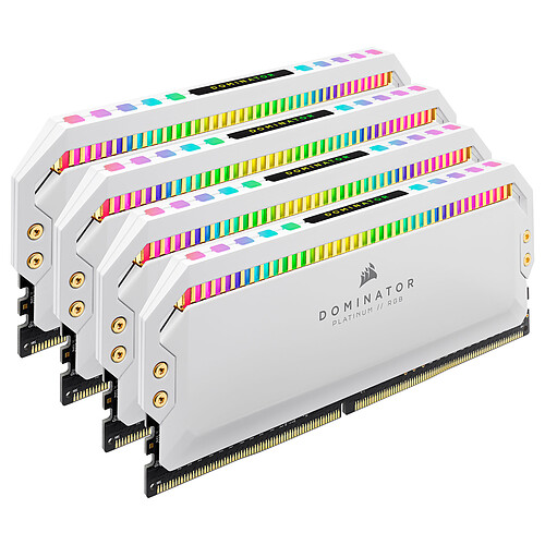 Corsair Dominator Platinum RGB 64 Go (4 x 16 Go) DDR4 3200 MHz CL16 - Blanc (CMT64GX4M4C3200C16W) pas cher