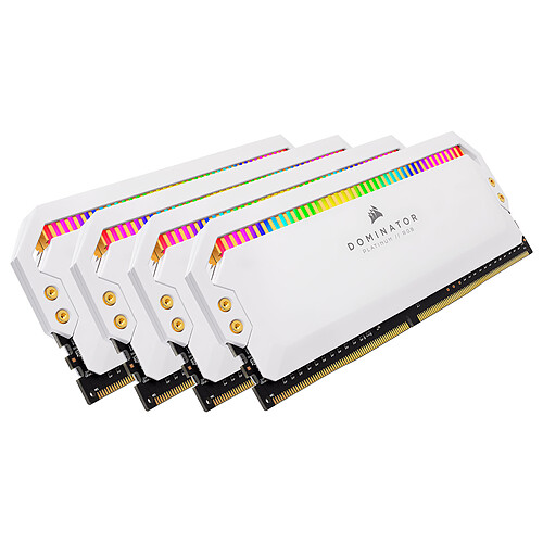 Corsair Dominator Platinum RGB 64 Go (4 x 16 Go) DDR4 3200 MHz CL16 - Blanc (CMT64GX4M4C3200C16W) pas cher