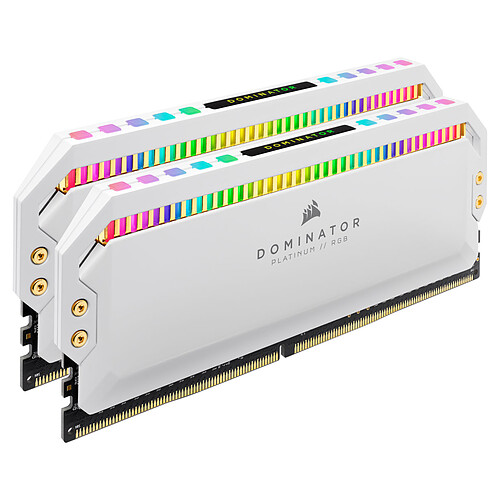 Corsair Dominator Platinum RGB 32 Go (2 x 16 Go) DDR4 3200 MHz CL16 - Blanc (CMT32GX4M2C3200C16W) pas cher