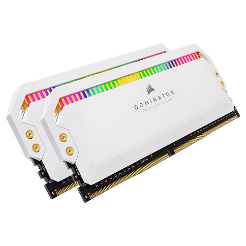 Corsair Dominator Platinum RGB 32 Go (2 x 16 Go) DDR4 3200 MHz CL16 - Blanc (CMT32GX4M2C3200C16W) pas cher