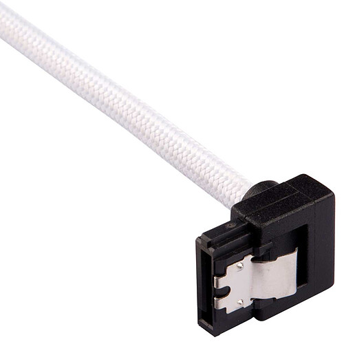 Corsair Câble SATA gainé Premium 30 cm connecteur coudé (coloris blanc) pas cher