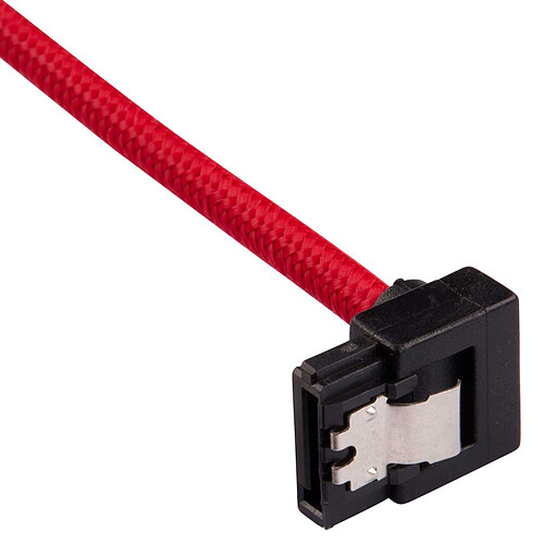 Corsair Câble SATA gainé Premium 30 cm connecteur coudé (coloris rouge) pas cher