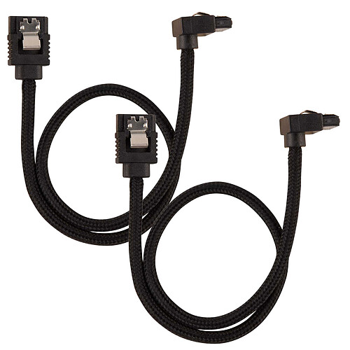 Corsair Câble SATA gainé Premium 30 cm connecteur coudé (coloris noir) pas cher