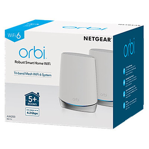 Netgear Orbi WiFi 6 AX4200 routeur + 1 satellite (RBK752-100EUS) pas cher