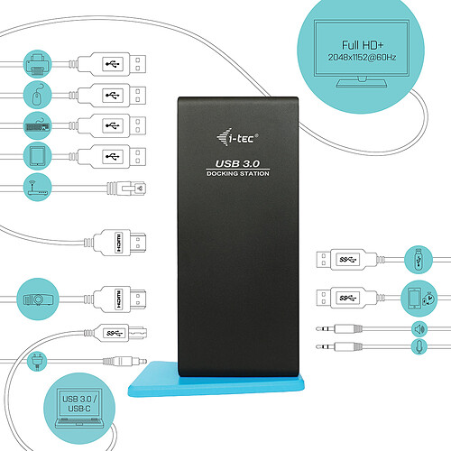 i-tec USB-A/USB-C 3.0 Dual HDMI Docking Station pas cher